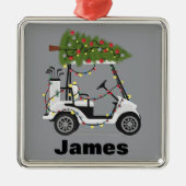 Personalized Name Golfer Christmas Golf Cart Xmas  Ornament Aus Metall (Vorne)