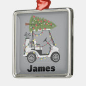 Personalized Name Golfer Christmas Golf Cart Xmas  Ornament Aus Metall (Links)