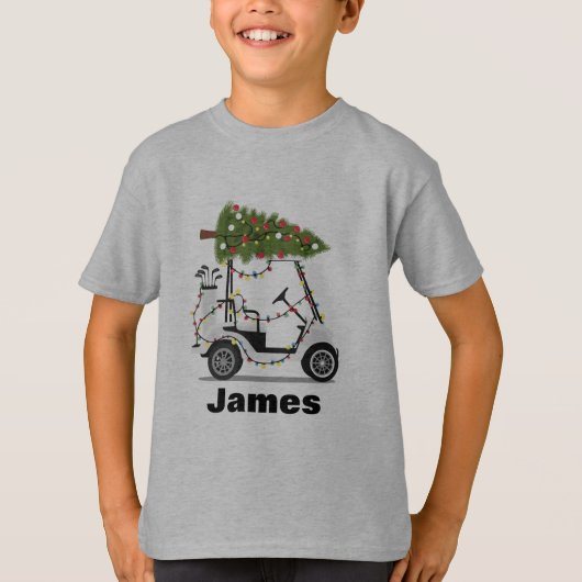 Personalized Name Golfer Christmas Golf Cart Xmas  T-Shirt (Vorderseite)