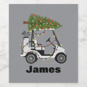Personalized Name Golfer Christmas Golf Cart Xmas Weinetikett (Einzelnes Label)