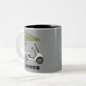 Personalized Name Golfer Christmas Golf Cart Xmas Zweifarbige Tasse (Vorderseite Links)
