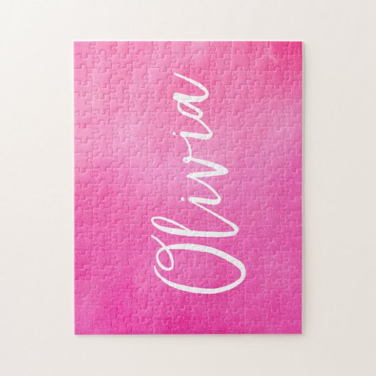 Personalized Name Gradient Ombre Pink Puzzle (Vertikal)