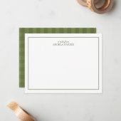 Personalized Name Green Border Gingham Mitteilungskarte (Vorderseite/Rückseite Beispiel)