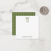 Personalized Name Green Bow Mitteilungskarte (Vorderseite/Rückseite Beispiel)