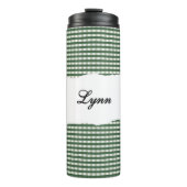 Personalized Name Green Gingham Pattern Thermosbecher (Vorderseite)