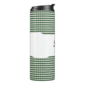 Personalized Name Green Gingham Pattern Thermosbecher (Nach links gedreht)