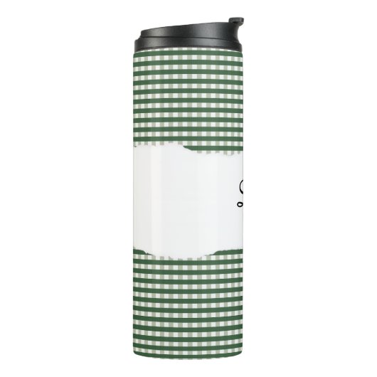 Personalized Name Green Gingham Pattern Thermosbecher (Nach links gedreht)