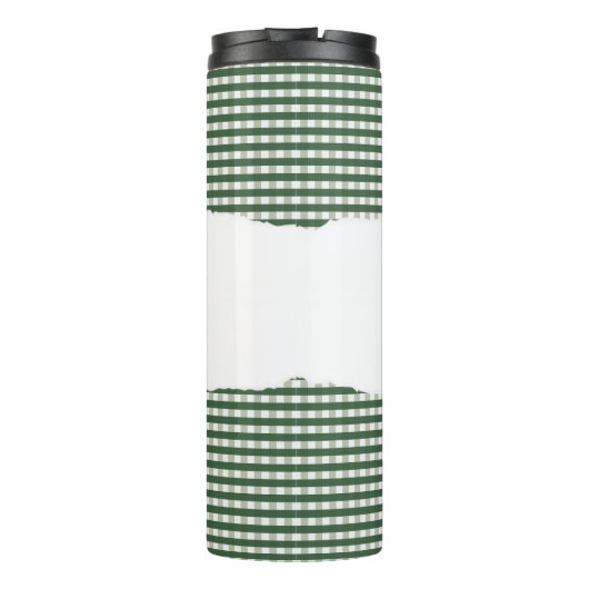Personalized Name Green Gingham Pattern Thermosbecher (Rückseite)