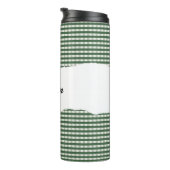 Personalized Name Green Gingham Pattern Thermosbecher (Nach rechts gedreht)