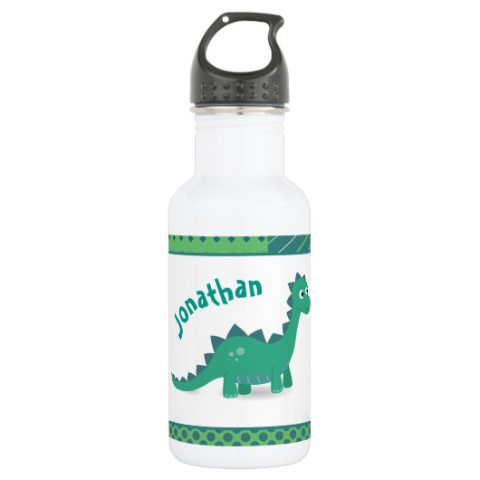 Personalized name grenn dinosaur water bottle edelstahlflasche (Vorderseite)