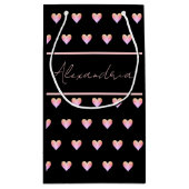 Personalized Name Heart Black Kleine Geschenktüte (Rückseite)