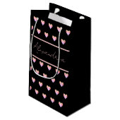 Personalized Name Heart Black Kleine Geschenktüte (Rückseite Schrägansicht)