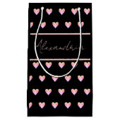 Personalized Name Heart Black Kleine Geschenktüte (Vorderseite)