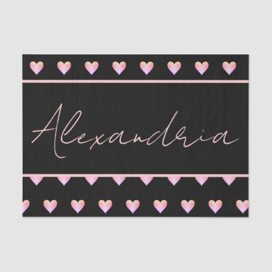 Personalized Name Heart Black Seidenpapier (Vorderseite)