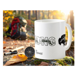 Personalized Name Hiker Nature Buffalo B&W Kaffeetasse