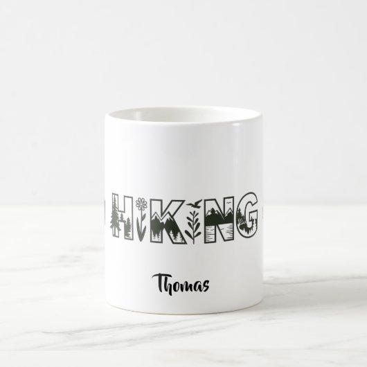 Personalized Name Hiker Nature Buffalo B&W Kaffeetasse (Mittel)