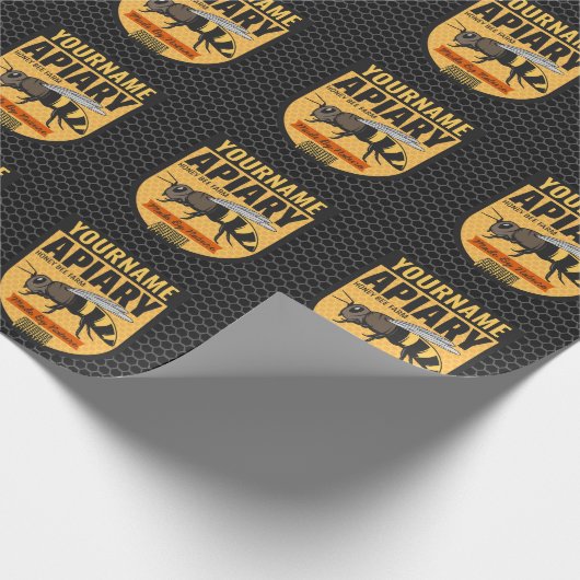 Personalized NAME Honey Bee Apiary Beehives Farm  Geschenkpapier (Ecke)