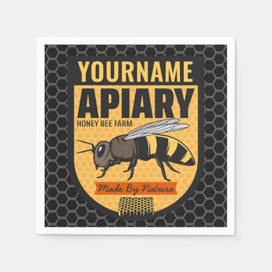 Personalized NAME Honey Bee Apiary Beehives Farm Serviette (Vorderseite)
