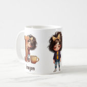 Personalized Name & I Sleepy Morning Plaid Charact Kaffeetasse (Vorderseite Links)