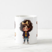 Personalized Name & I Sleepy Morning Plaid Charact Kaffeetasse (Mittel)