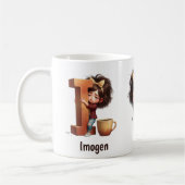Personalized Name & I Sleepy Morning Plaid Charact Kaffeetasse (Links)
