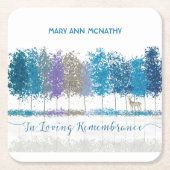Personalized Name In Remembrance Trees Lone Deer Rechteckiger Pappuntersetzer (Vorderseite)