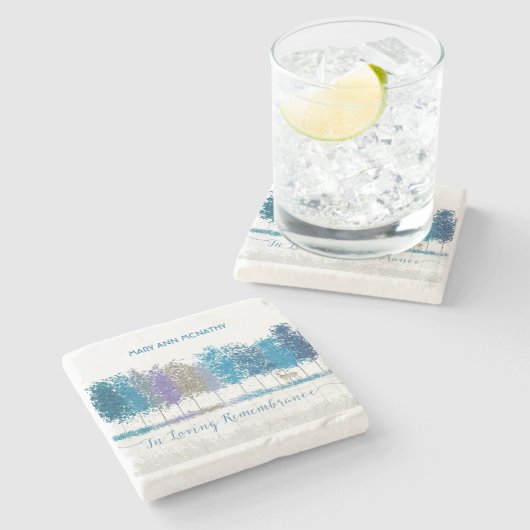 Personalized Name In Remembrance Trees Lone Deer Steinuntersetzer (Seitenansicht)