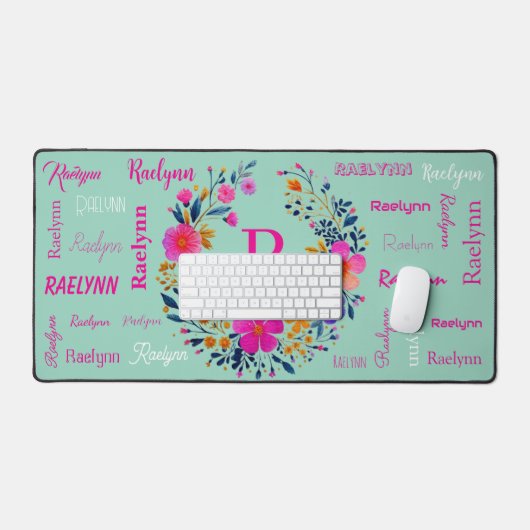 Personalized Name Initial Add Your Name Schreibtischunterlage (Tastatur & Maus)