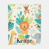 Personalized Name Jungle Fun Fleecedecke (Vorderseite)
