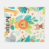 Personalized Name Jungle Fun Fleecedecke (Vorderseite (Horizontal))