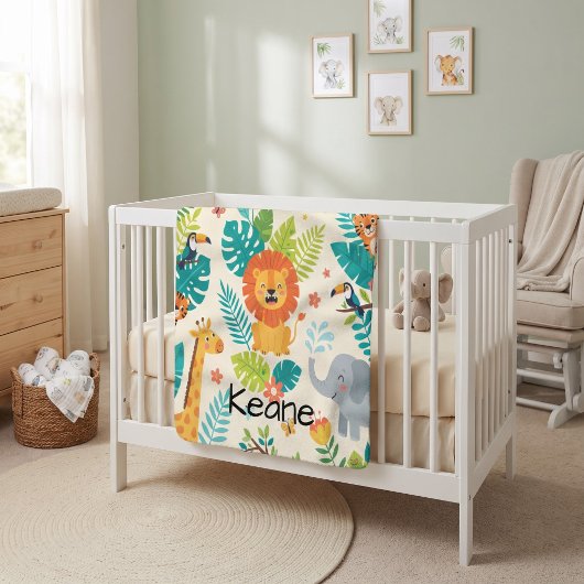 Personalized Name Jungle Fun Fleecedecke