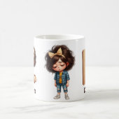 Personalized Name & K Sleepy Morning Plaid Charact Kaffeetasse (Mittel)