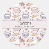 Personalized Name Kawaii Checkered Cupcake Topper  Runder Aufkleber (Vorderseite)