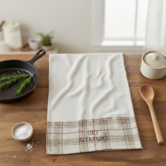 Personalized Name Kitchen Tea Towel - White Geschirrtuch