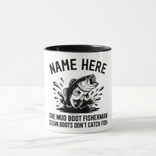Personalized Name Largemouth Bass Fisherman Tasse (Zentrum)