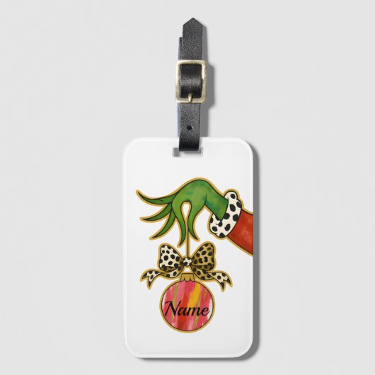 personalized Name Leopard Bow Parrot Ornament Gepäckanhänger (Vorderseite Vertikal)