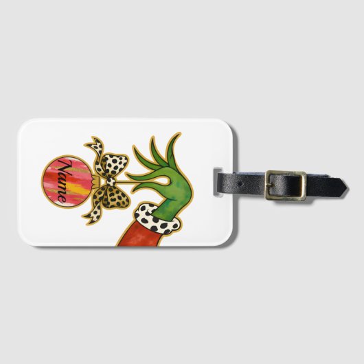 personalized Name Leopard Bow Parrot Ornament Gepäckanhänger (Vorderseite (Horizontal))