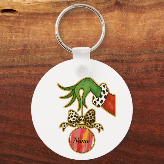 personalized Name Leopard Bow Parrot Ornament Schlüsselanhänger (Vorderseite)