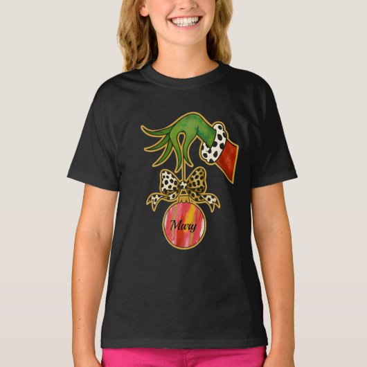 personalized Name Leopard Bow Parrot Ornament T-Shirt (Vorderseite)