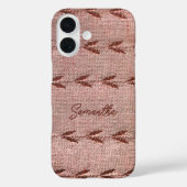 Personalized Name Linen Toile Powder Pink Stripes Case-Mate iPhone Hülle (Rückseite)
