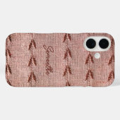 Personalized Name Linen Toile Powder Pink Stripes Case-Mate iPhone Hülle (Rückseite (Horizontal))