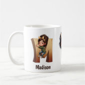 Personalized Name & M Sleepy Morning Plaid Charact Kaffeetasse (Links)