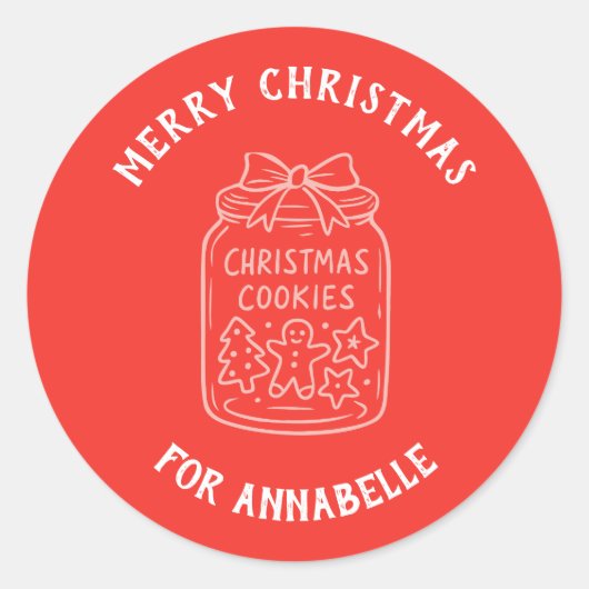 Personalized Name Merry Christmas Cookies Runder Aufkleber (Vorderseite)