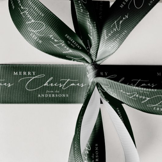 Personalized Name Merry Christmas Elegant Script Ripsband