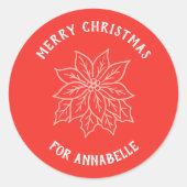 Personalized Name Merry Christmas Flower Runder Aufkleber (Vorderseite)