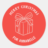 Personalized Name Merry Christmas Gift Runder Aufkleber (Vorderseite)