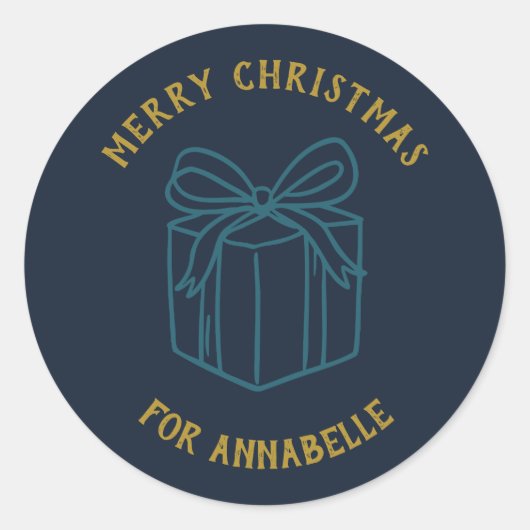 Personalized Name Merry Christmas Gift Runder Aufkleber (Vorderseite)