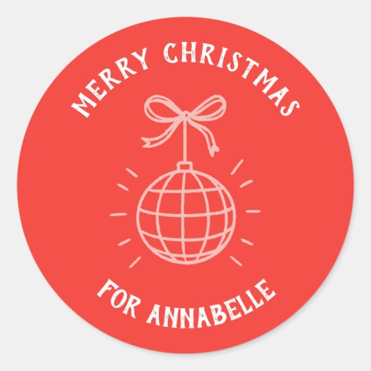 Personalized Name Merry Christmas Runder Aufkleber (Vorderseite)