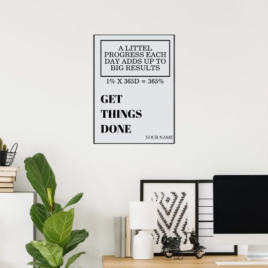 PERSONALIZED NAME MODERN MINIMAL GET THINGS DONE POSTER (Heimbüro)