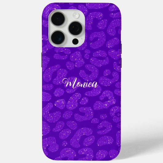 Personalized Name Modern Stylish Glitter purple Case-Mate iPhone Hülle (Rückseite)
